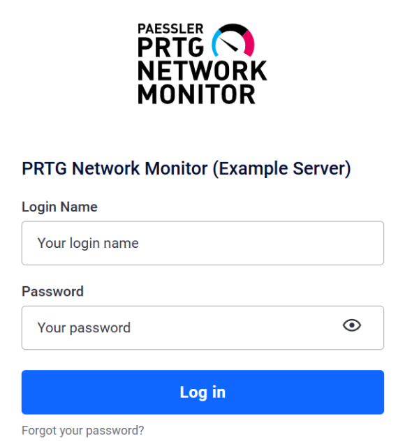 PRTG Login screen