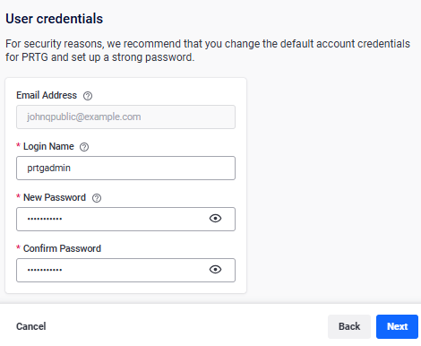 PRTG User Credentials