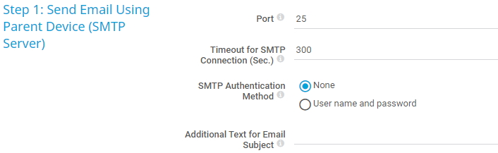 Capture d'écran PRTG étape 1 : envoi d'un courriel à l'aide du dispositif parent (serveur SMTP)