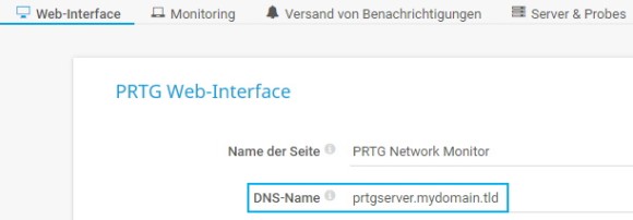 PRTG-Screenshot Benutzerkontoeinstellungen