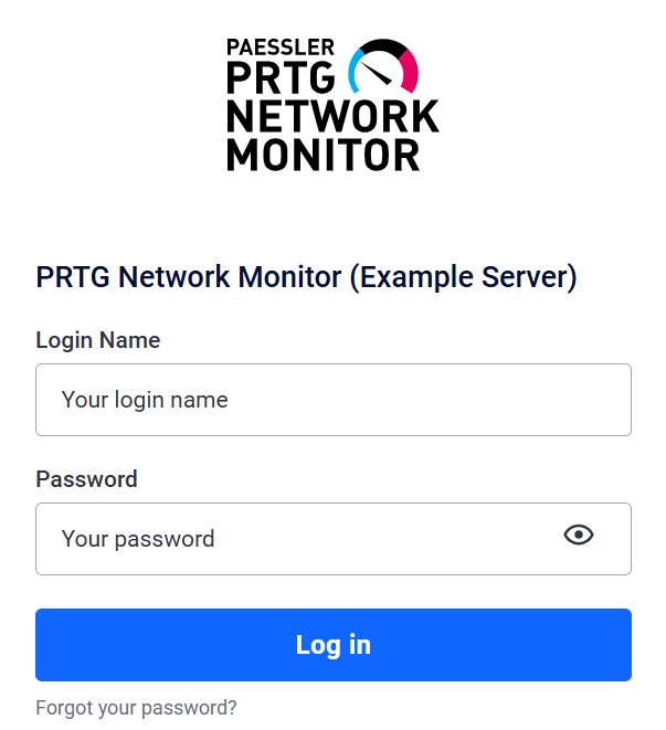 PRTG Login screen