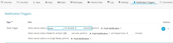 Déclencheurs de notifications de captures d'écran PRTG
