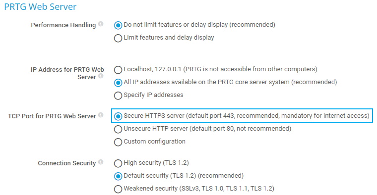 PRTG screenshot web server