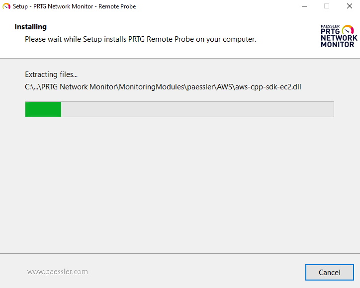 PRTG Screenshot installation process