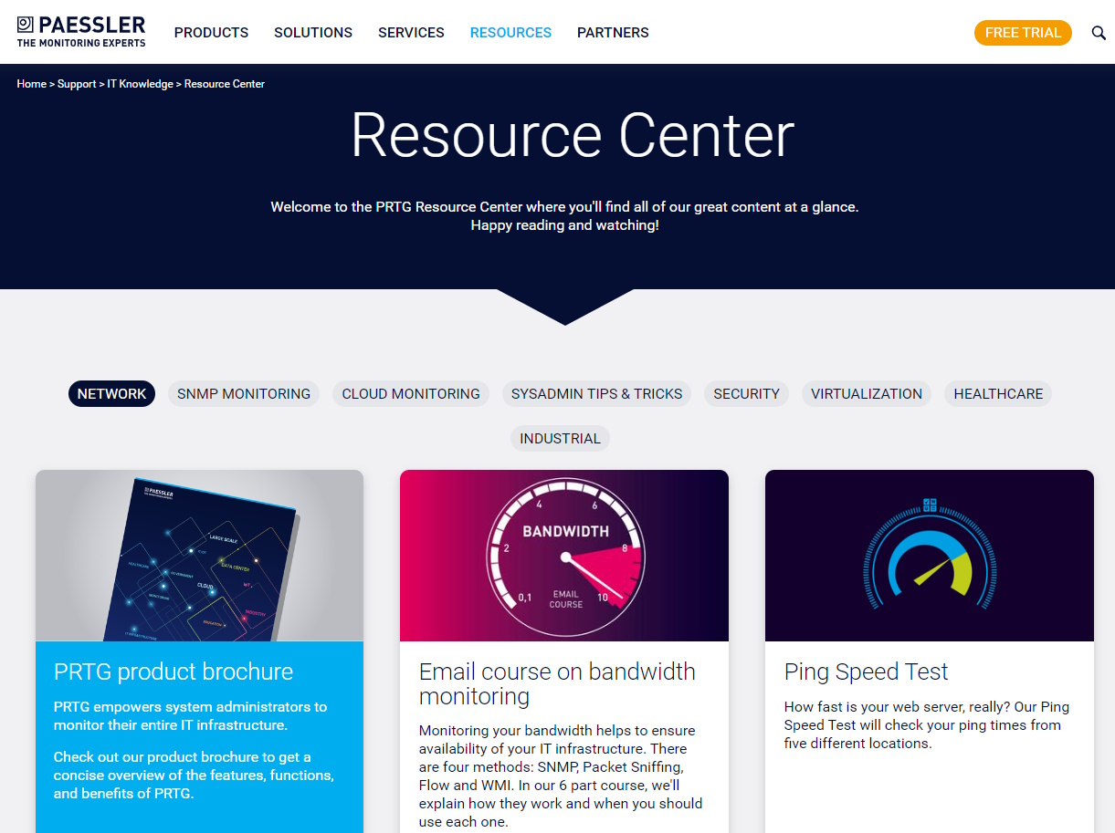 PRTG Website Resource Center