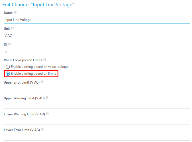 PRTG screenshot edit channel enable limit alerting