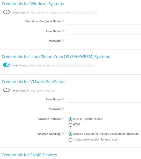 Screenshot PRTG Auto Discovery Credentials