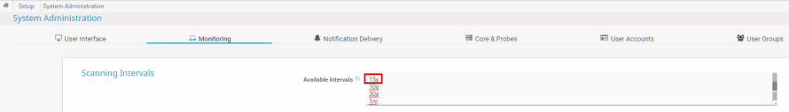 PRTG Screenshot system administration - scanning intervals