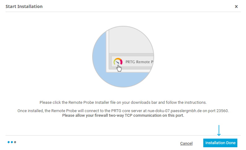 PRTG Screenshot installation done