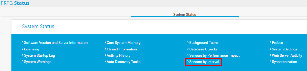 PRTG Screenshot system status