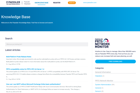 PRTG Website Knowledge Base