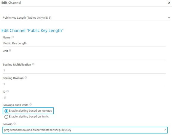 PRTG screenshot edit lookups and limits (en anglais)
